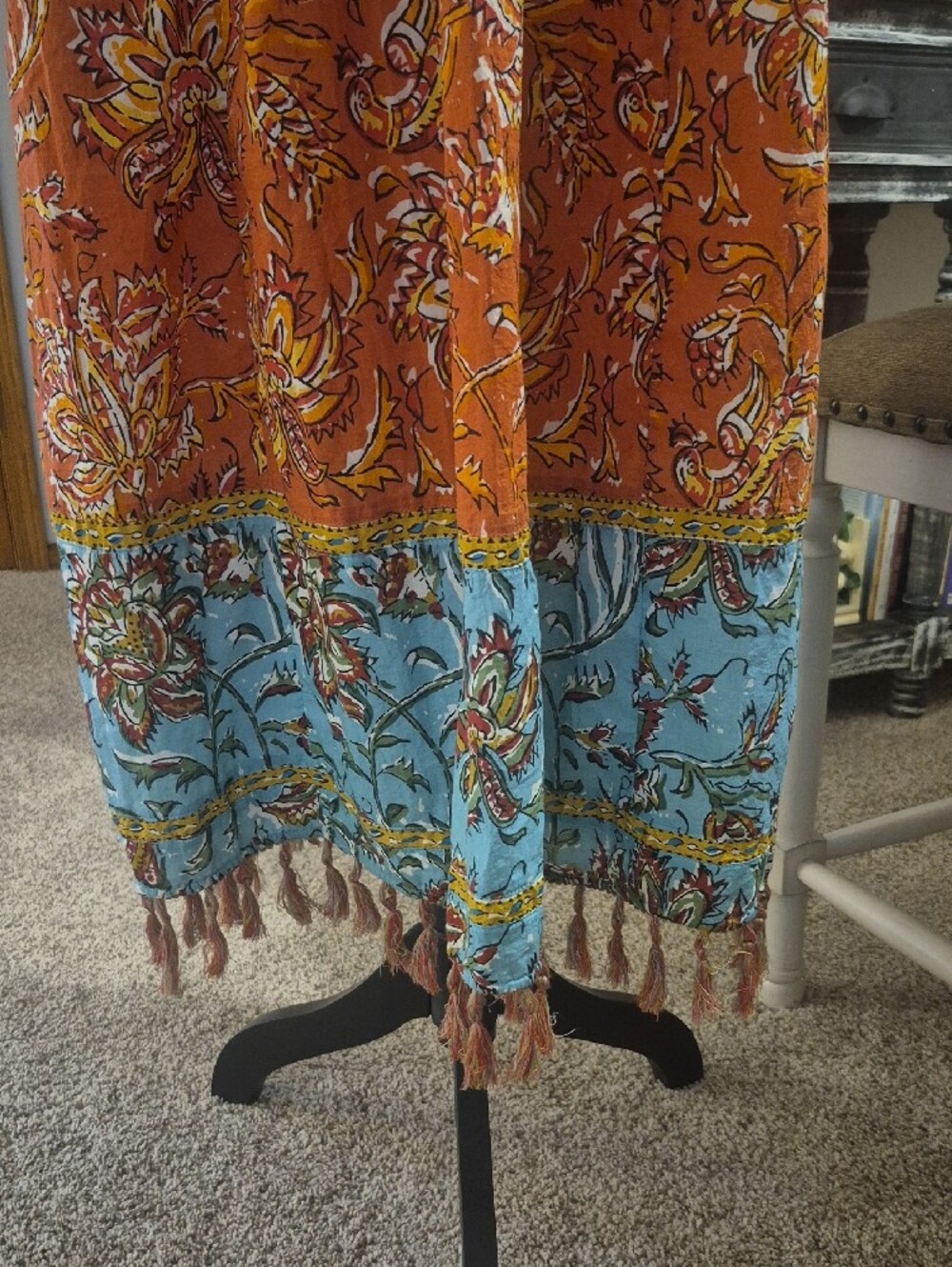 Sundance Floral Tiered Maxi Dress in Orange and Blue - Picture 6 of 14